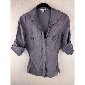 STANDARD JAMES PERSE Gray Button Down Roll Tab Sleeve Shirt Size 1 XS